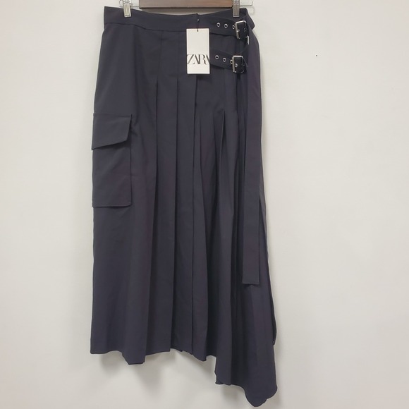 Zara Dresses & Skirts - Zara Womens Cargo Asymmetric Midi Skirt Size S Gray Steampunk Gothic Victorian